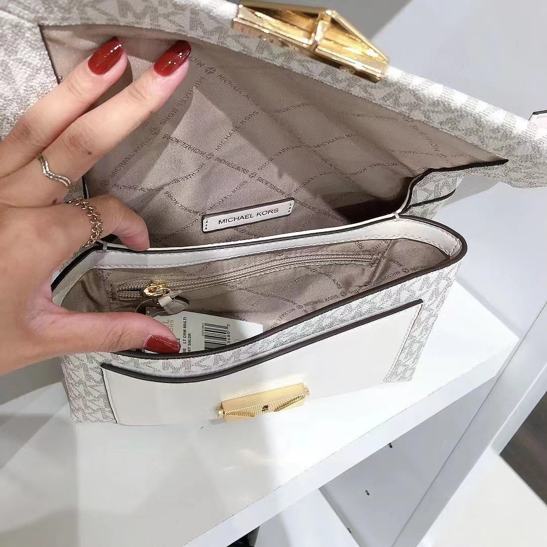 MICHAEL KORS 35F2G0EF8B Cece Medium Logo Shoulder Bag In LT CRM MULTI MICHAEL KORS 35F2G0EF8B Cece Medium Logo Shoulder Bag In LT CRM MULTI